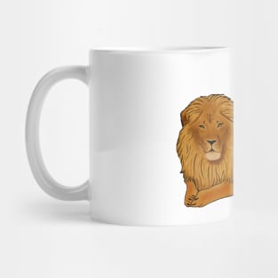 Proud African Afro Woman with Lion and Kente Pattern Mug